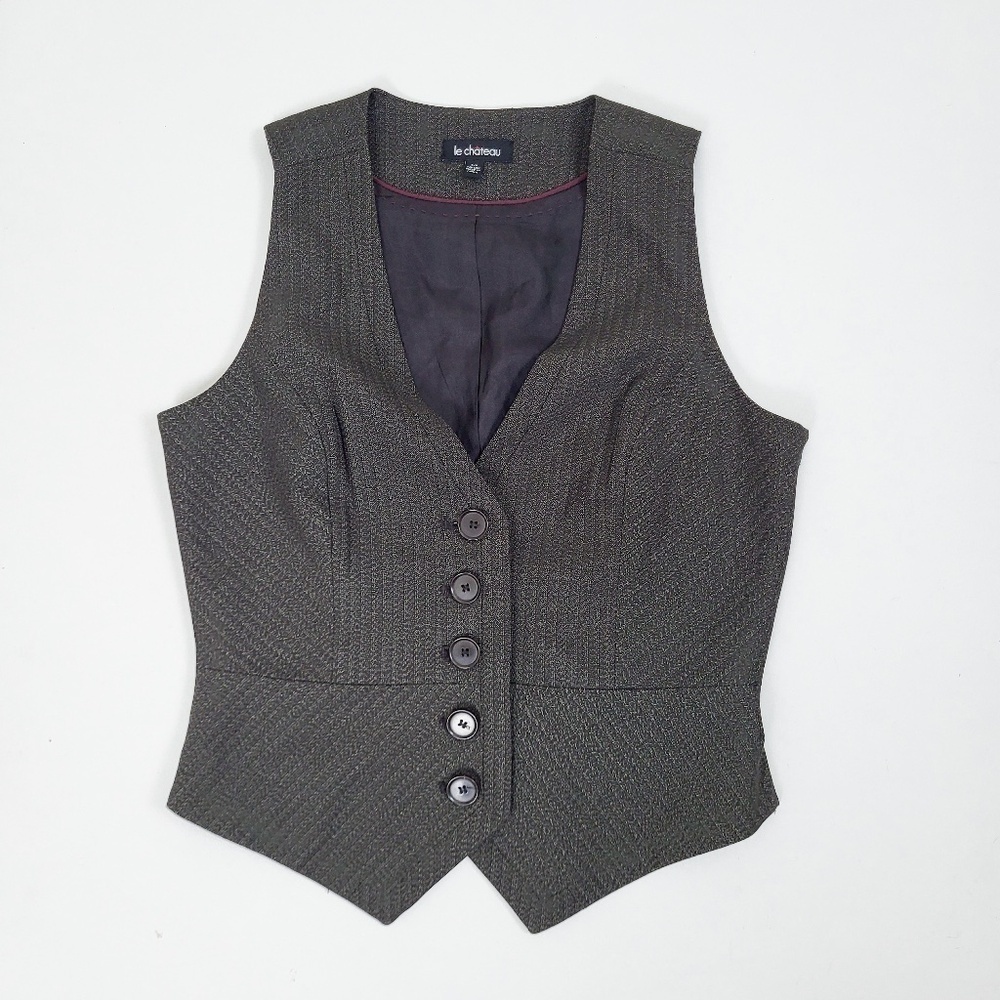 Y2K Fitted Waistcoat Button Down Sleeveless V-neck Tight